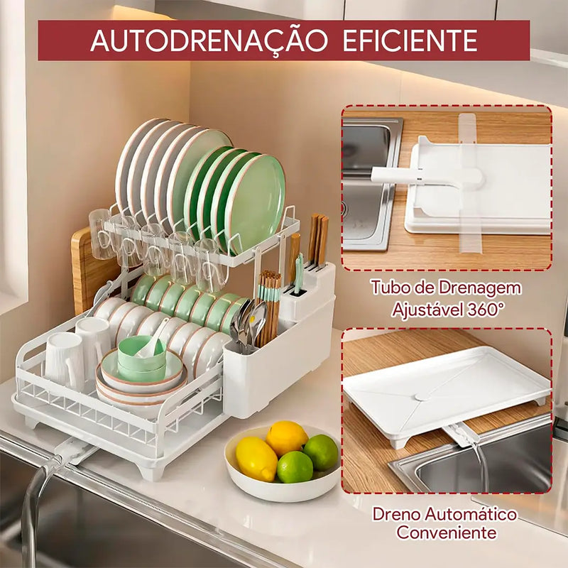 Escorredor 3 em 1 de Aço Inoxidável Multifuncional: Dobrável e Antiderrapante + BRINDE: Kit de Utensílios de Cozinha | LIQUIDAÇÃO ÚNICA