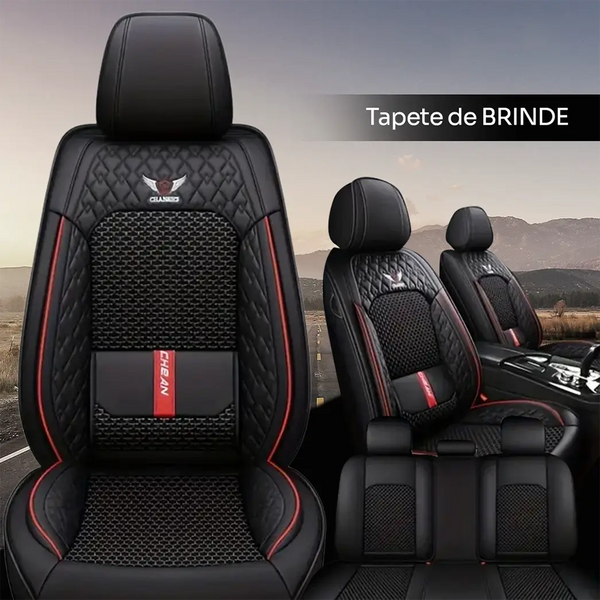 Capa para Banco de Carro Completa em Couro Legítimo Universal Italian + BRINDE: Tapete Completo